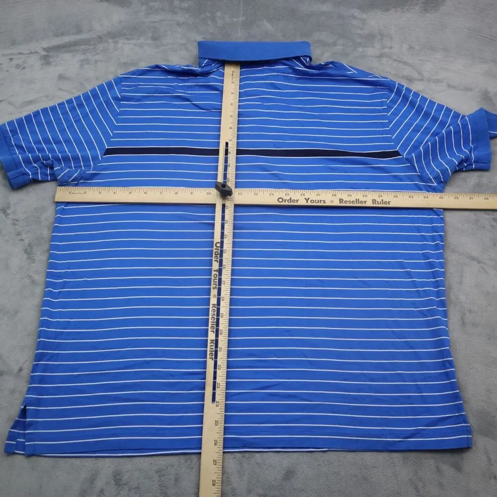 Polo Shirt Mens XL Blue Striped Ralph Lauren Moisture Management Pima Rugby Golf